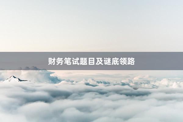 财务笔试题目及谜底领路
