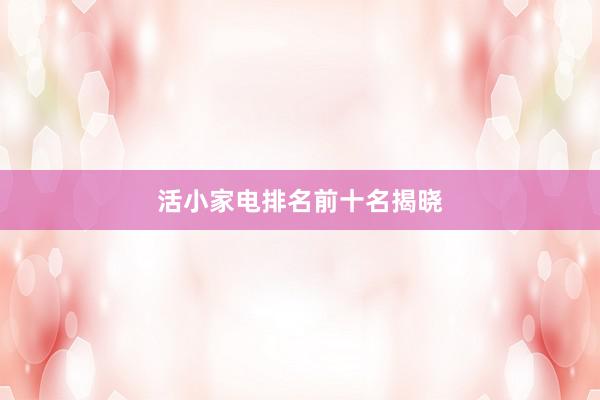 活小家电排名前十名揭晓